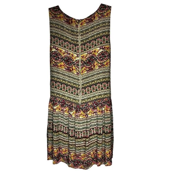 Hemant & Nandina  Anthropologie Silk Beaded Drop Waist Boho Dress w Scarf, SZ 10 - Picture 5 of 15